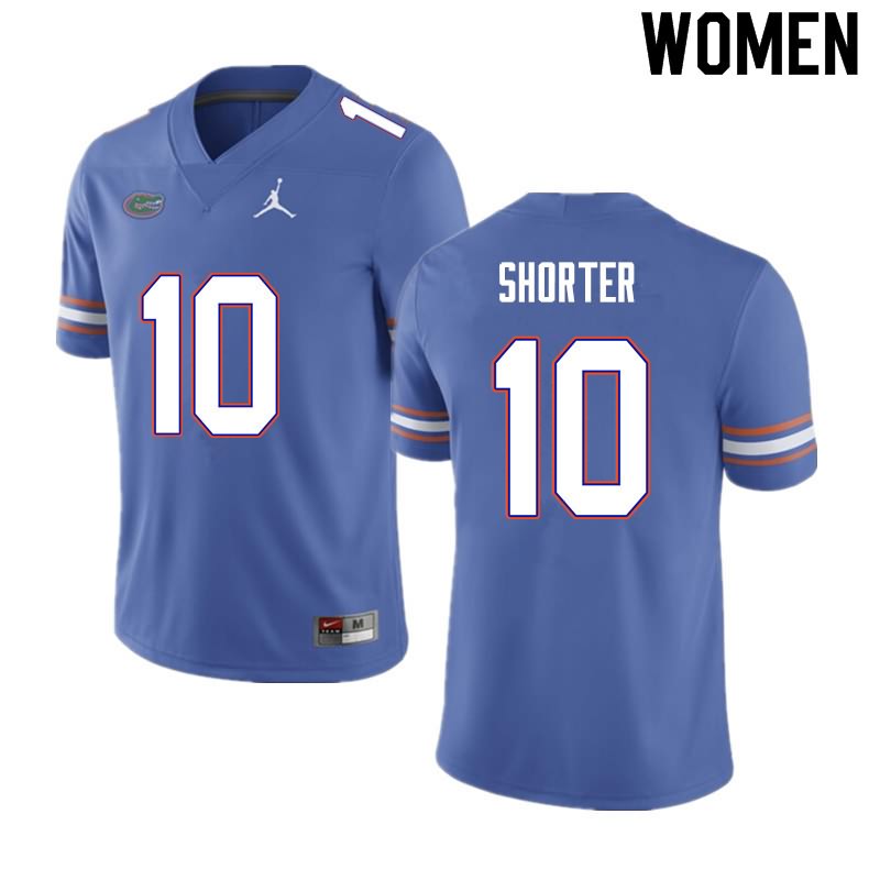 NCAA Florida Gators Justin Shorter Women's #10 Nike Blue Stitched Authentic College Football Jersey FZF4864DS